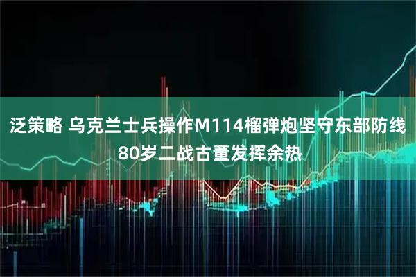 泛策略 乌克兰士兵操作M114榴弹炮坚守东部防线 80岁二战古董发挥余热